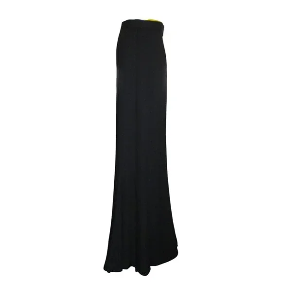 90's Patricia Rhodes Couture Black Rayon Crepe Trumpet Maxi Skirt Lined 4 - Picture 4 of 11